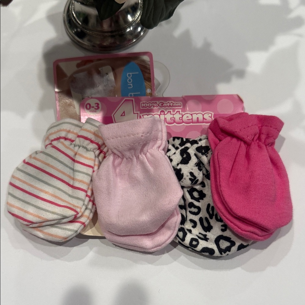 Bon Bebe Baby Mittens Set - Pink and Animal Print